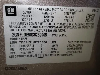2012 Chevrolet Equinox 1LT z VIN 2GNFLDE58C6289905, wystawiony jako Copart lot #51466655 z przebiegiem 121 542 mil mil oraz Czysty tytuł • Clean title. Historia ofert i sprzedaży dostępna na DreamBid. Obrazek 13.