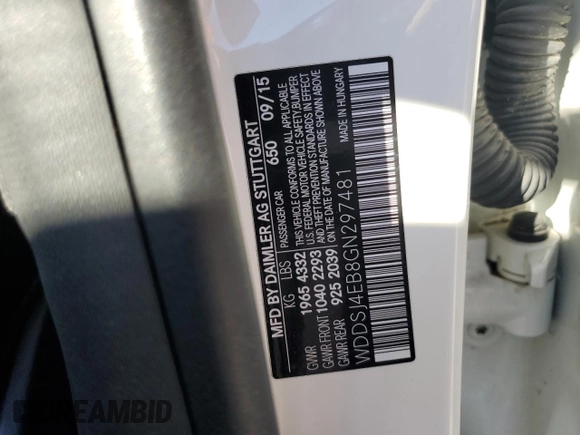 2016 Mercedes-Benz CLA 250 with VIN WDDSJ4EB8GN297481, listed as a Copart auction lot 55592355 with 85,987 mi miles and Salvage Title. Bid and sale history available at DreamBid. Image 12.