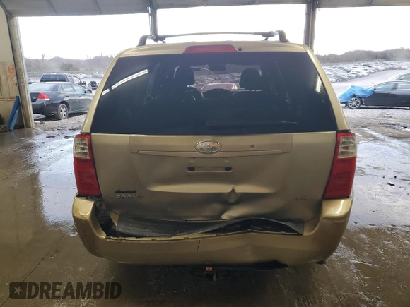 2008 Kia Sedona EX with VIN KNDMB233086202293, listed as a Copart auction lot 86637254 with 185,918 mi miles and Salvage Title. Bid and sale history available at carsss.com. Image 6.