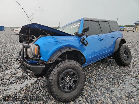 2021 Ford Bronco z VIN 1FMEE5DPXMLB01431, wystawiony jako Copart lot #59192915 z przebiegiem Nie podano mil oraz Nie do naprawy • Non repairable. Historia ofert i sprzedaży dostępna na DreamBid. Obrazek 1.