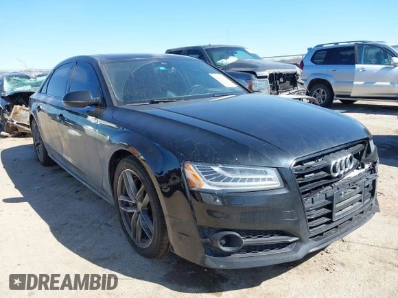 2017 Audi A8 L Sport with VIN WAU43AFD2HN000635, listed as a IAAI auction lot 41686835 with 91,203 mi miles. Bid and sale history available at carsss.com. Image 1.