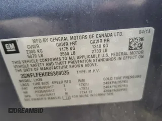 2014 Chevrolet Equinox LT with VIN 2GNFLFEK6E6308035, listed as a Copart auction lot 41829775 with 93,138 mi miles and Salvage Title. Bid and sale history available at DreamBid. Image 15.