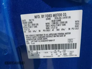 2013 Ford F-150 XL with VIN 1FTMF1CM4DKF58917, listed as a IAAI auction lot 42075200 with 133,401 mi miles and . Bid and sale history available at DreamBid. Image 9.