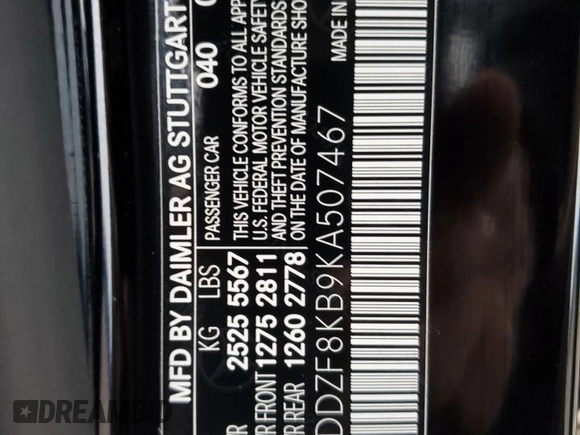 2019 Mercedes-Benz E 63 S AMG with VIN WDDZF8KB9KA507467, listed as a Copart auction lot 56385015 with 58,603 mi miles and Salvage Title. Bid and sale history available at DreamBid. Image 13.