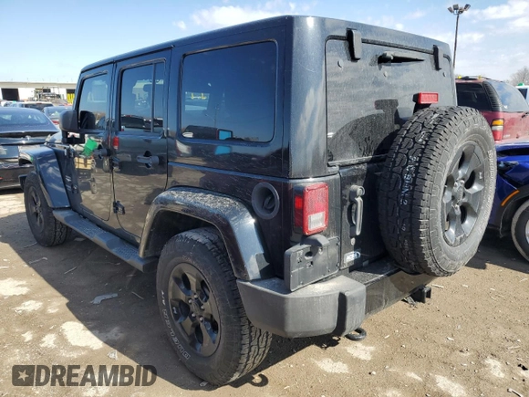 2014 Jeep Wrangler Unlimited Sahara with VIN 1C4BJWEG1EL107711, listed as a Copart auction lot 46976855 with 0 mi miles and Salvage Title. Bid and sale history available at carsss.com. Image 2.