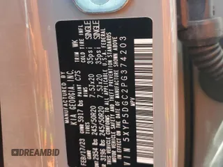 2023 Kia Telluride SX Prestige с VIN 5XYP5DGC2PG374203, выставлен на аукционе Copart как лот 58566825 с пробегом 60 658 миль миль и Списание • Salvage title. История ставок и продаж доступна на DreamBid. Изображение 14.