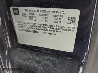 2016 Chevrolet Impala Limited LT with VIN 2G1WB5E32G1103853, listed as a IAAI auction lot 41437138 with 1 mi miles. Bid and sale history available at carsss.com. Image 9.