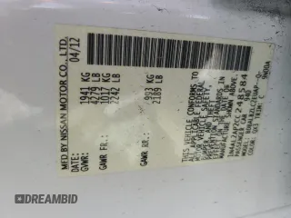 2012 Nissan Altima 2.5 S with VIN 1N4AL2AP2CC248584, listed as a Copart auction lot 48488435 with 144,872 mi miles and Salvage Title. Bid and sale history available at carsss.com. Image 14.