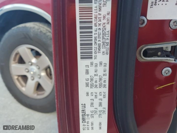 2009 Dodge Ram 1500 SLT with VIN 1D3HB13P59S752474, listed as a Copart auction lot 69374534 with 145,241 mi miles and Salvage Title. Bid and sale history available at carsss.com. Image 12.