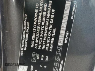 2020 Aston Martin Vantage z VIN SCFSMGAW6LGN03442, wystawiony jako Copart lot #83372524 z przebiegiem 10 819 mil mil oraz Szkoda całkowita • Salvage title. Historia ofert i sprzedaży dostępna na DreamBid. Obrazek 12.
