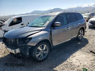 2015 Nissan Pathfinder SV with VIN 5N1AR2MM8FC608421, listed as a Copart auction lot 52935185 with 124,602 mi miles and Salvage Title. Bid and sale history available at carsss.com. Image 1.