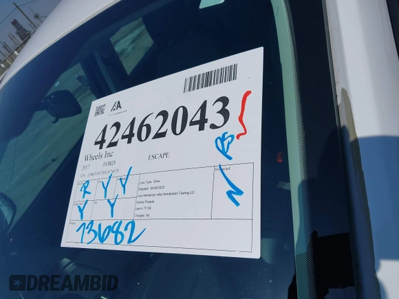 2017 Ford Escape S z VIN 1FMCU0F72HUE74070, wystawiony jako IAAI lot #42462043 z przebiegiem 73 682 mil mil oraz . Historia ofert i sprzedaży dostępna na DreamBid. Obrazek 17.