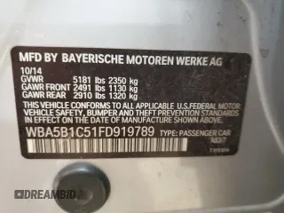 2015 BMW 5 Series 535i with VIN WBA5B1C51FD919789, listed as a Copart auction lot 48507985 with 172,474 mi miles and Clean Title. Bid and sale history available at carsss.com. Image 12.