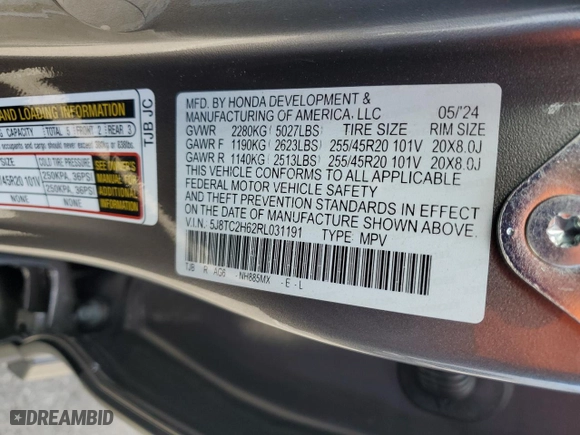 2024 Acura RDX w/A-Spec Package with VIN 5J8TC2H62RL031191, listed as a Copart auction lot 41480125 with 11,963 mi miles and Salvage Title. Bid and sale history available at carsss.com. Image 13.