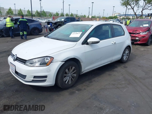 2015 Volkswagen Golf TSI S z VIN 3VW817AU1FM023073, wystawiony jako IAAI lot #42228823 z przebiegiem 80 255 mil mil oraz . Historia ofert i sprzedaży dostępna na DreamBid. Obrazek 2.