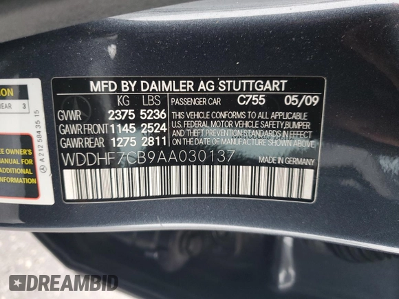 2010 Mercedes-Benz E 550 Luxury with VIN WDDHF7CB9AA030137, listed as a Copart auction lot 86839044 with 223,094 mi miles and Salvage Title. Bid and sale history available at DreamBid. Image 14.