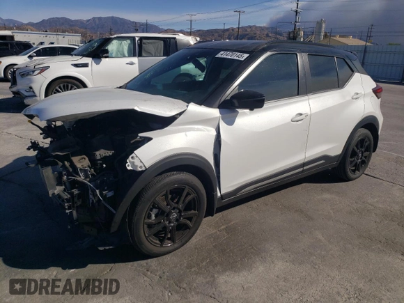 2023 Nissan Kicks SR with VIN 3N1CP5DV7PL497723, listed as a Copart auction lot 41470145 with 34,350 mi miles and Salvage Title. Bid and sale history available at carsss.com. Image 1.