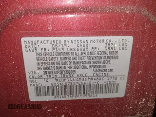 2019 Nissan Sentra SV with VIN 3N1AB7AP2KY399265, listed as a IAAI auction lot 41709691 with 78,589 mi miles and . Bid and sale history available at DreamBid. Image 9.