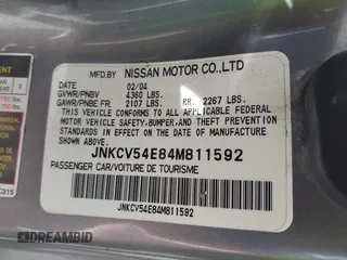 2004 Infiniti G35 w/Leather z VIN JNKCV54E84M811592, wystawiony jako IAAI lot #41946017 z przebiegiem Nie podano mil oraz . Historia ofert i sprzedaży dostępna na DreamBid. Obrazek 9.