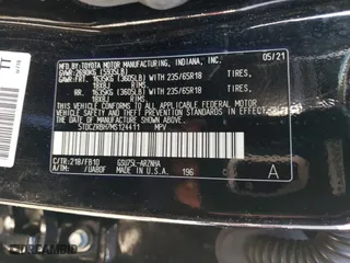 2021 Toyota Highlander L with VIN 5TDCZRBH7MS124411, listed as a Copart auction lot 44860965 with 47,504 mi miles and Salvage Title. Bid and sale history available at carsss.com. Image 14.