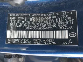 2011 Toyota Prius I z VIN JTDKN3DU6B0267820, wystawiony jako IAAI lot #41980110 z przebiegiem 136 729 mil mil oraz . Historia ofert i sprzedaży dostępna na DreamBid. Obrazek 9.