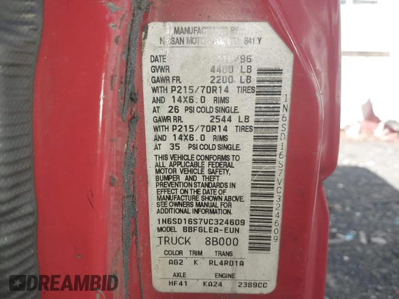 1997 Nissan Frontier XE с VIN 1N6SD16S7VC324609, выставлен на аукционе IAAI как лот 41222405 с пробегом 143 677 миль миль и . История ставок и продаж доступна на DreamBid. Изображение 9.