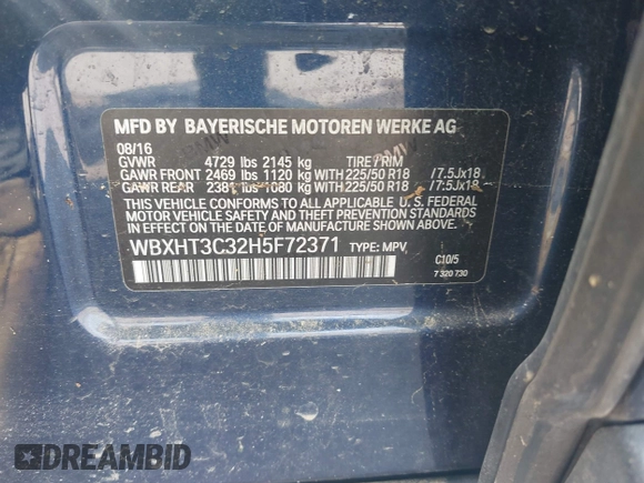 2017 BMW X1 xDrive28i with VIN WBXHT3C32H5F72371, listed as a IAAI auction lot 42763489 with 79,103 mi miles and . Bid and sale history available at DreamBid. Image 9.