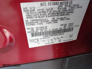 2013 Lincoln MKS with VIN 1LNHL9DK2DG610615, listed as a IAAI auction lot 41848247 with 46,832 mi miles. Bid and sale history available at carsss.com. Image 9.
