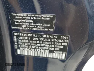 2015 Porsche Cayman с VIN WP0AA2A83FK160940, выставлен на аукционе Copart как лот 75020374 с пробегом Не указан миль и На запчасти • Non repairable. История ставок и продаж доступна на DreamBid. Изображение 14.