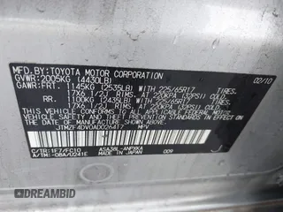 2010 Toyota RAV4 with VIN JTMZF4DV0AD026417, listed as a IAAI auction lot 42496777 with 178,698 mi miles and . Bid and sale history available at DreamBid. Image 9.