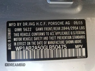 2016 Porsche Macan S with VIN WP1AB2A50GLB50475, listed as a Copart auction lot 52683665 with Not Provided miles and Salvage Title. Bid and sale history available at DreamBid. Image 14.