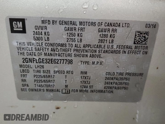 2014 Chevrolet Equinox LT with VIN 2GNFLGE32E6277798, listed as a Copart auction lot 83956994 with 140,265 mi miles and Clean Title. Bid and sale history available at carsss.com. Image 13.
