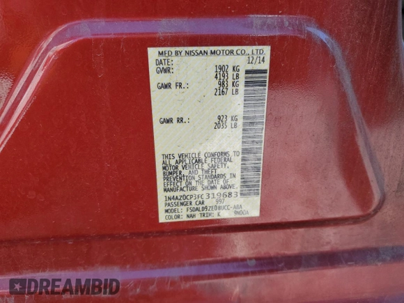 2015 Nissan LEAF S с VIN 1N4AZ0CP3FC319683, выставлен на аукционе Copart как лот 65636545 с пробегом 78 875 миль миль и Чистый • Clean title. История ставок и продаж доступна на DreamBid. Изображение 12.