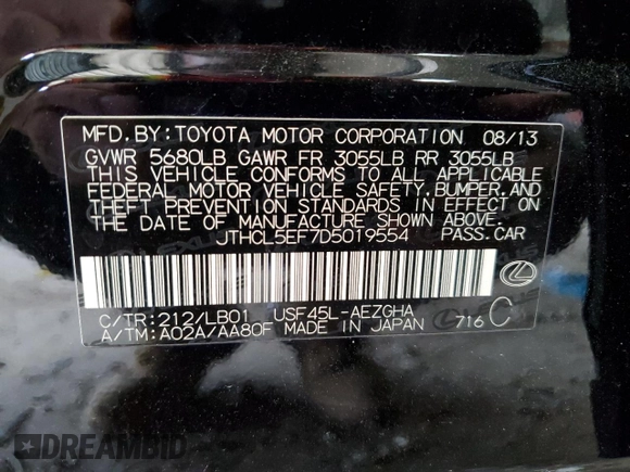 2013 Lexus LS 460 z VIN JTHCL5EF7D5019554, wystawiony jako Copart lot #54660285 z przebiegiem 137 843 mil mil oraz Nie do naprawy. Historia ofert i sprzedaży dostępna na DreamBid. Obrazek 13.