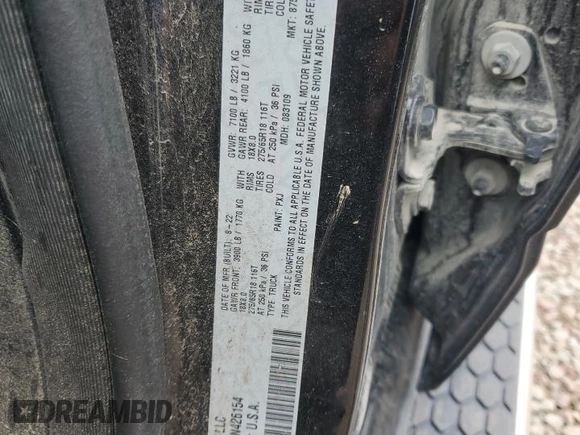 2022 Ram 1500 Big Horn with VIN 1C6SRFFT1NN426154, listed as a Copart auction lot 57332205 with 103,942 mi miles and Salvage title. Bid and sale history available at DreamBid. Image 13.