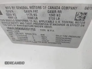 2016 GMC Terrain SLE with VIN 2GKALNEK0G6331752, listed as a IAAI auction lot 42017051 with 77,491 mi miles and . Bid and sale history available at carsss.com. Image 9.