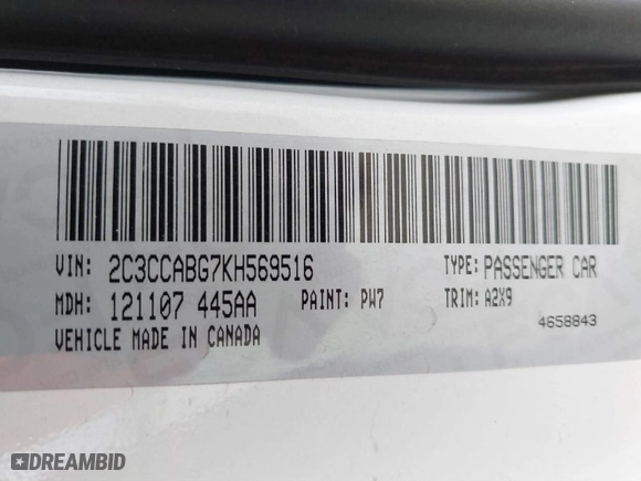 2019 Chrysler 300 with VIN 2C3CCABG7KH569516, listed as a IAAI auction lot 41501701 with NaN miles. Bid and sale history available at carsss.com. Image 9.
