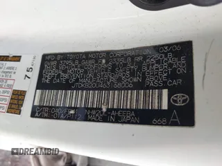 2006 Toyota Prius z VIN JTDKB20U463168006, wystawiony jako IAAI lot #42214657 z przebiegiem 191 466 mil mil oraz . Historia ofert i sprzedaży dostępna na DreamBid. Obrazek 9.