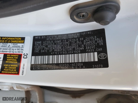 2020 Toyota Avalon XSE with VIN 4T1EZ1FB0LU041926, listed as a Copart auction lot 86427544 with 110,878 mi miles and Salvage Title. Bid and sale history available at carsss.com. Image 14.