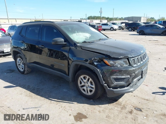 2018 Jeep Compass Sport with VIN 3C4NJCABXJT214907, listed as a IAAI auction lot 41814215 with 96,111 mi miles and . Bid and sale history available at DreamBid. Image 1.