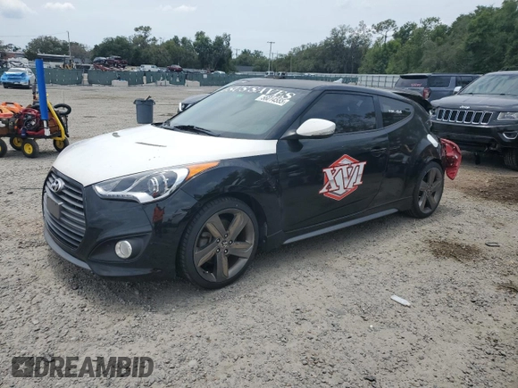 2015 Hyundai Veloster Turbo with VIN KMHTC6AE3FU234793, listed as a Copart auction lot 56014555 with 120,237 mi miles and Salvage title. Bid and sale history available at DreamBid. Image 1.