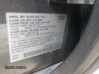 2022 Audi Q7 Prestige with VIN WA1VXBF74ND003740, listed as a Copart auction lot 80952584 with 34,904 mi miles and Salvage title. Bid and sale history available at DreamBid. Image 14.