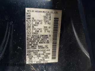 2006 Nissan Titan SE z VIN 1N6AA07AX6N509540, wystawiony jako IAAI lot #42054973 z przebiegiem 166 413 mil mil oraz . Historia ofert i sprzedaży dostępna na DreamBid. Obrazek 9.