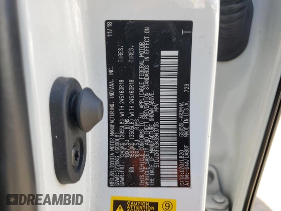 2019 Toyota Highlander SE z VIN 5TDJZRFH3KS943706, wystawiony jako Copart lot #51982925 z przebiegiem 62 596 mil mil oraz Szkoda całkowita • Salvage title. Historia ofert i sprzedaży dostępna na DreamBid. Obrazek 13.