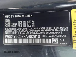 2019 BMW M4 with VIN WBS4Y9C53KAH82910, listed as a IAAI auction lot 41570315 with 59,227 mi miles. Bid and sale history available at carsss.com. Image 9.