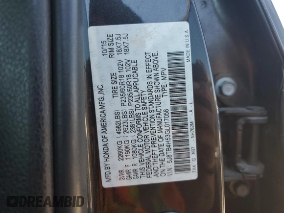 2016 Acura RDX Technology with VIN 5J8TB4H53GL017058, listed as a Copart auction lot 55630145 with 113,970 mi miles and Salvage title. Bid and sale history available at DreamBid. Image 13.