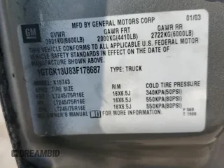 2003 GMC Sierra 1500HD SLE z VIN 1GTGK13U83F178687, wystawiony jako Copart lot #75805414 z przebiegiem Nie podano mil oraz Szkody całkowita. Historia ofert i sprzedaży dostępna na DreamBid. Obrazek 12.