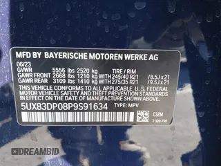 2023 BMW X3 M40i with VIN 5UX83DP08P9S91634, listed as a IAAI auction lot 41414536 with 20,832 mi miles and . Bid and sale history available at DreamBid. Image 9.