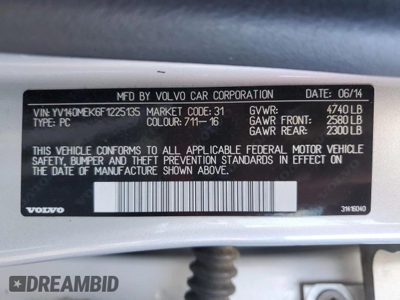 2015 Volvo V60 T5 Drive-E Premier z VIN YV140MEK6F1225135, wystawiony jako Copart lot #47532495 z przebiegiem 119 872 mil mil oraz Czysty tytuł • Clean title. Historia ofert i sprzedaży dostępna na DreamBid. Obrazek 13.