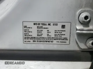 2022 Tesla Model S z VIN 5YJSA1E57NF487187, wystawiony jako Copart lot #58295845 z przebiegiem 50 879 mil mil oraz Szkody całkowita. Historia ofert i sprzedaży dostępna na DreamBid. Obrazek 13.